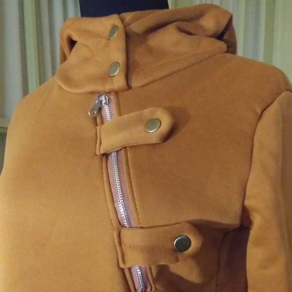 Camel Hooded Sweatshirt W/ Zipper/Button Closures - Picture 3 of 4